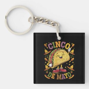 Dancing Taco Funny Cinco De Mayo Fiesta Party Key Ring