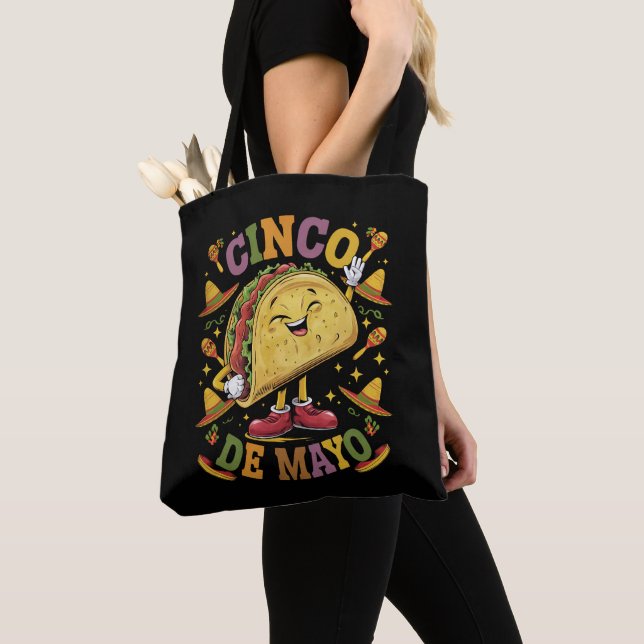 Dancing Taco Funny Cinco De Mayo Fiesta Party Tote Bag (Close Up)