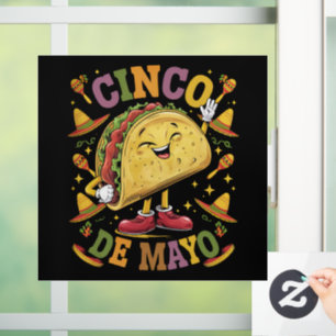 Dancing Taco Funny Cinco De Mayo Fiesta Party Window Cling