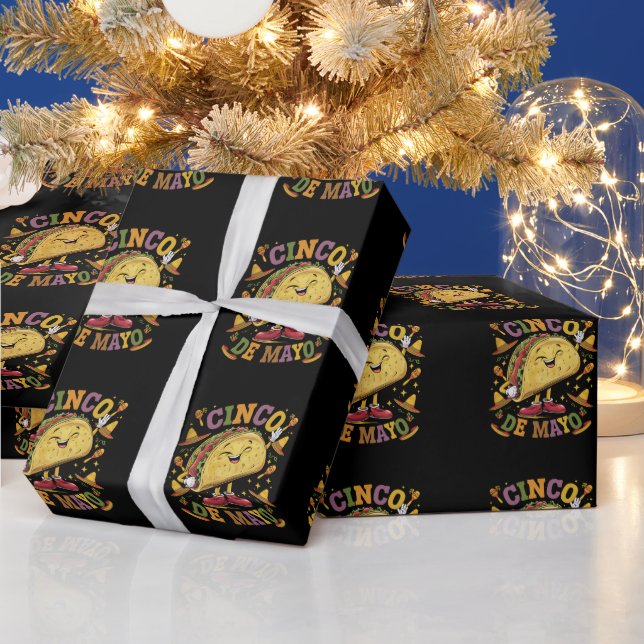 Dancing Taco Funny Cinco De Mayo Fiesta Party Wrapping Paper (Holidays)