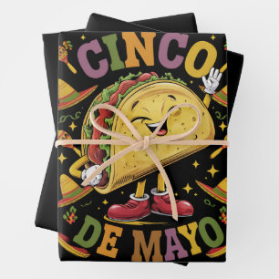 Dancing Taco Funny Cinco De Mayo Fiesta Party Wrapping Paper Sheet