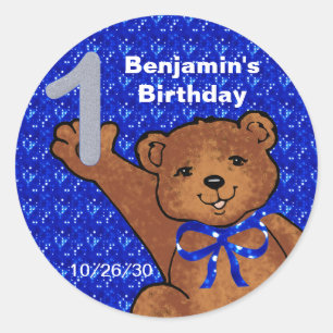Dancing Teddy Bear 1st Birthday Scrapbook Stickers