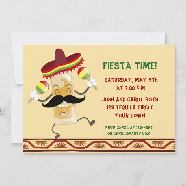 Dancing Tequila Bottle Fiesta Invitation (Front)