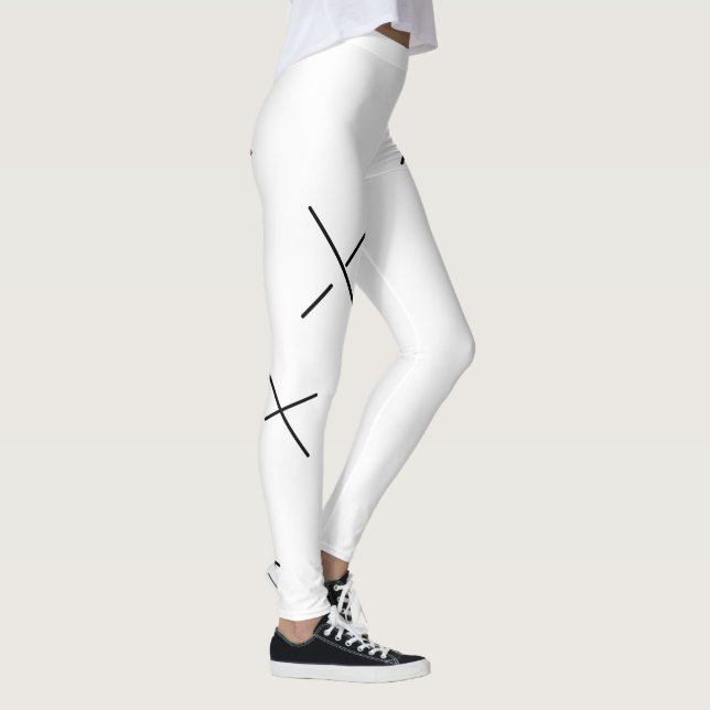 Dancing The Day Soft Black&White Minimal X Art Leggings (Right)
