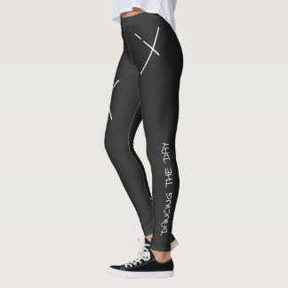 Dancing The Day Soft White&Black Minimal X Art Leggings