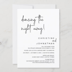 Dancing The Night Away, Wedding Elopement Party In Invitation