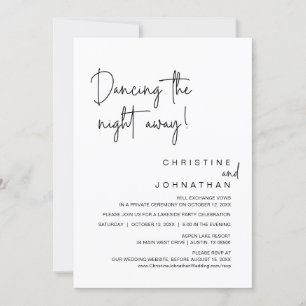 Dancing The Night Away, Wedding Elopement Party Invitation