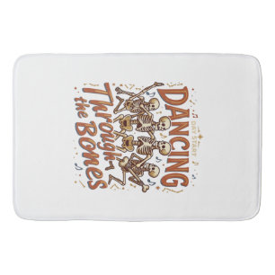 Dancing Through Bones Halloween Skeletons Music Ce Bath Mat