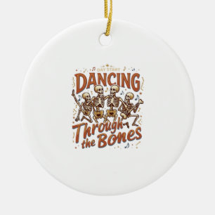 Dancing Through Bones Halloween Skeletons Music Ce Ceramic Tree Decoration