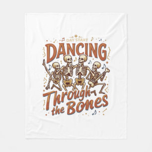 Dancing Through Bones Halloween Skeletons Music Ce Fleece Blanket