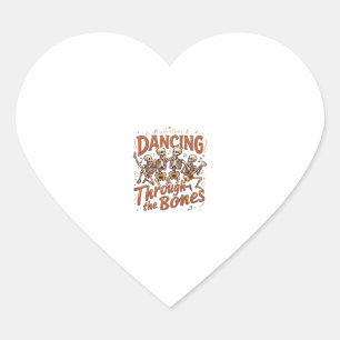 Dancing Through Bones Halloween Skeletons Music Ce Heart Sticker