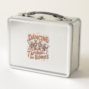 Dancing Through Bones Halloween Skeletons Music Ce Metal Lunch Box