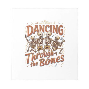 Dancing Through Bones Halloween Skeletons Music Ce Notepad