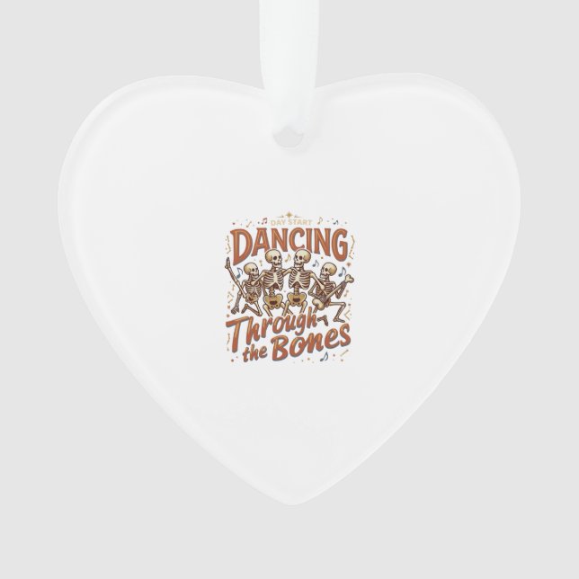 Dancing Through Bones Halloween Skeletons Music Ce Ornament (Front)