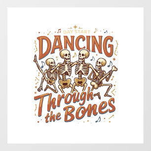 Dancing Through Bones Halloween Skeletons Music Ce Window Cling