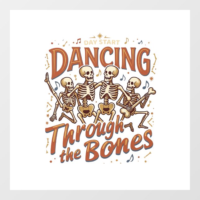 Dancing Through Bones Halloween Skeletons Music Ce Window Cling (Sheet)