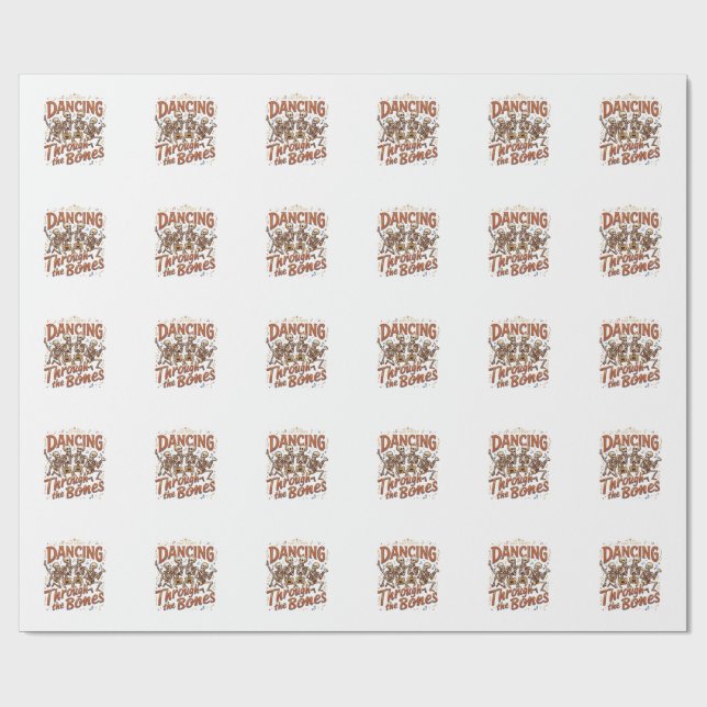 Dancing Through Bones Halloween Skeletons Music Ce Wrapping Paper (Flat)