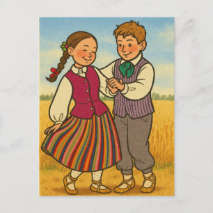 Dancing Through Latvian Traditions Postcard