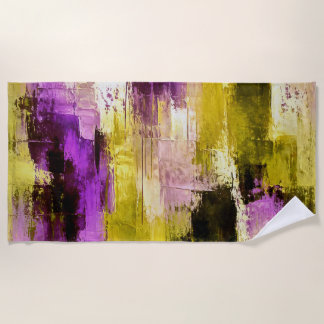 Dancing Through Violet Expressive Modern Abstract Beach Towel