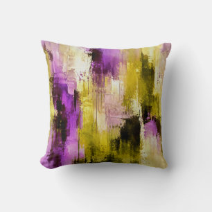 Dancing Through Violet Expressive Modern Abstract Cushion
