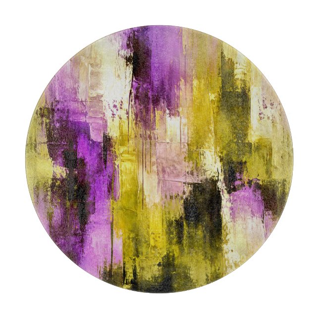 Dancing Through Violet Expressive Modern Abstract Cutting Board (Front)