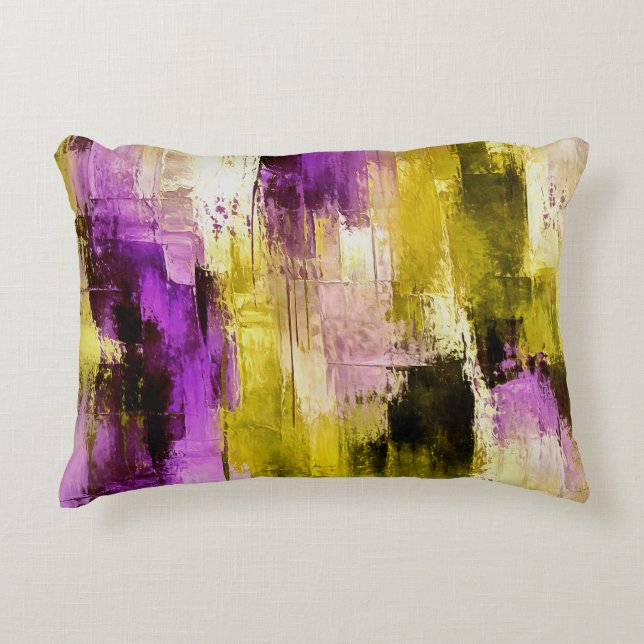 Dancing Through Violet Expressive Modern Abstract Decorative Cushion (Front)