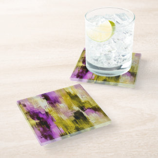 Dancing Through Violet Expressive Modern Abstract Glass Coaster