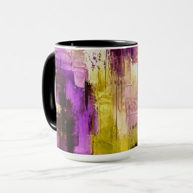 Dancing Through Violet Expressive Modern Abstract Mug (Front Left)