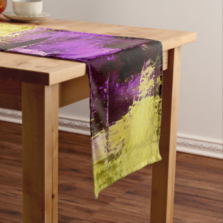Dancing Through Violet Expressive Modern Abstract Short Table Runner