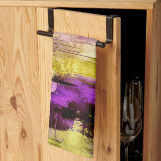 Dancing Through Violet Expressive Modern Abstract Tea Towel