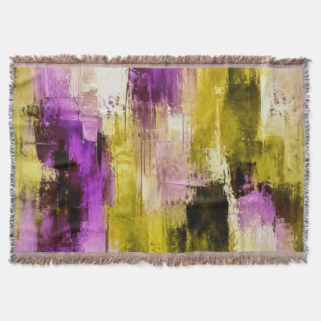 Dancing Through Violet Expressive Modern Abstract Throw Blanket (Front)