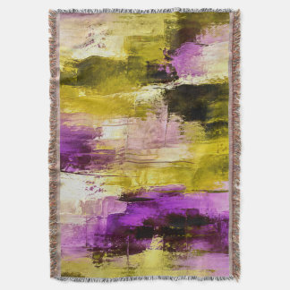 Dancing Through Violet Expressive Modern Abstract Throw Blanket