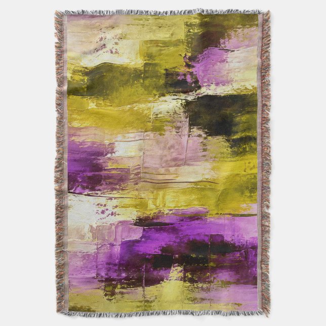 Dancing Through Violet Expressive Modern Abstract Throw Blanket (Front Vertical)