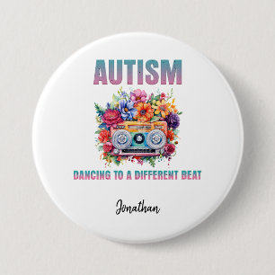 Dancing to a Different Beat.  Autism Awareness 7.5 Cm Round Badge