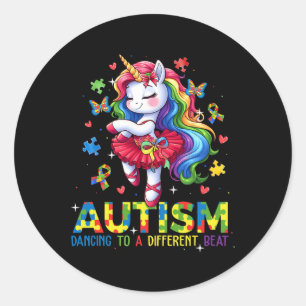 Dancing To Be A Different Beat Unicorn Autism Awar Classic Round Sticker