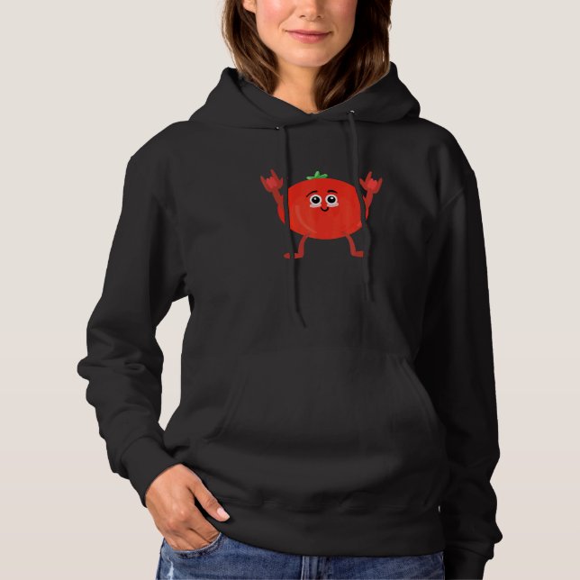 Dancing Tomato Vegetable Humour For Vegan Gardener Hoodie (Front)
