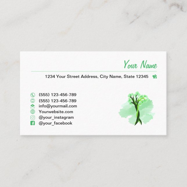 Dancing Trees in Love Green Your Own Visiting Business Card (Front)
