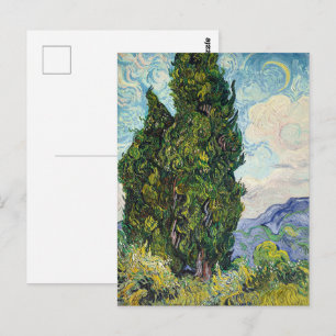 Dancing Trees under Vibrant Sky,van Gogh Cypresses Postcard