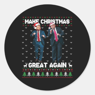 Dancing Trump Santa And Dj Vance Make Christmas Gr Classic Round Sticker