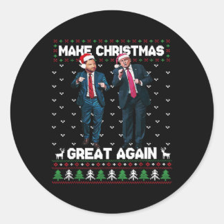 Dancing Trump Santa And Dj Vance Make Christmas Gr Classic Round Sticker