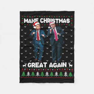 Dancing Trump Santa And Dj Vance Make Christmas Gr Fleece Blanket