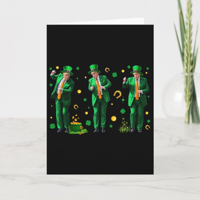 Dancing Trump St. Patrick's Day , Uni-adults, Blac Card (Front)