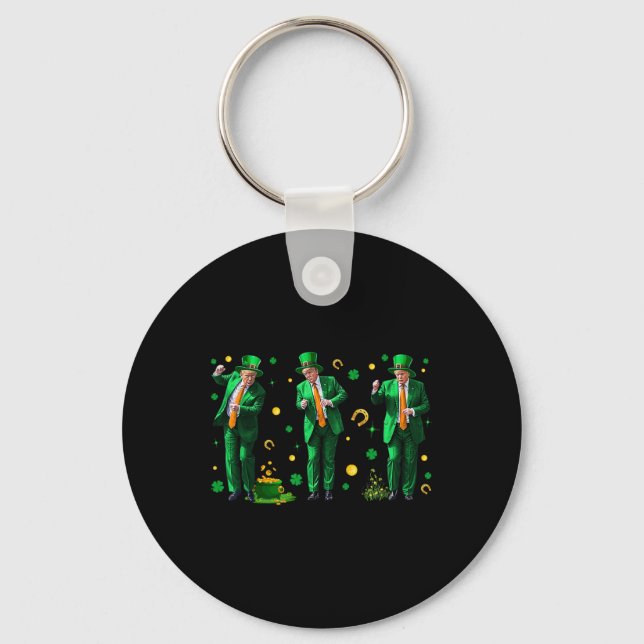 Dancing Trump St. Patrick's Day , Uni-adults, Blac Key Ring (Front)