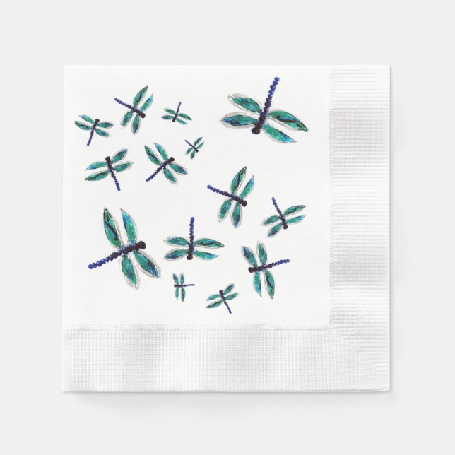 Dancing Turquoise Dragonfly Napkin (Front)