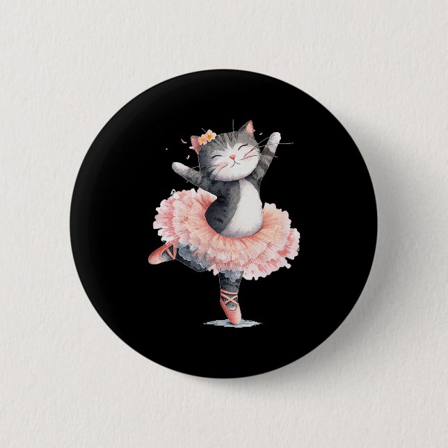 Dancing Tutu Cat Costume For Cats Lovers  6 Cm Round Badge (Front)