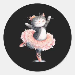 Dancing Tutu Cat Costume For Cats Lovers Classic Round Sticker