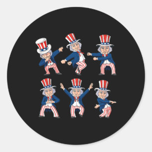 Dancing Uncle Sam 4th Of July Dance Challenge Boys Classic Round Sticker