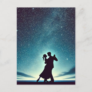 Dancing underneath the starry sky postcard