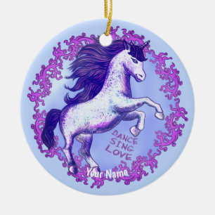 Dancing Unicorn   Ceramic Tree Decoration