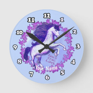Dancing Unicorn   Round Clock